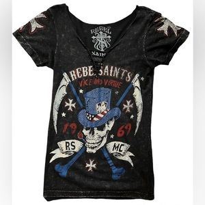 Rebel Saints By Affliction Top Size Small Worn Once